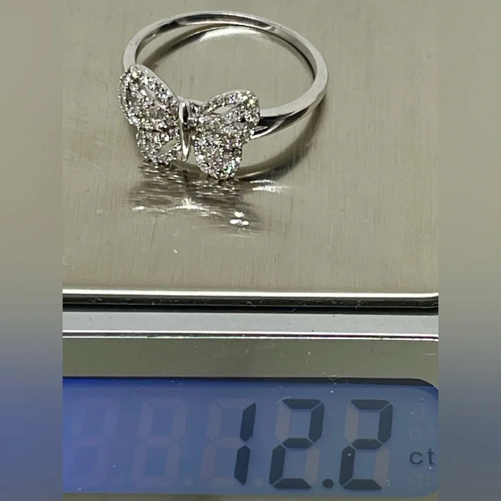 New! 925❣️Real .24 ct Diamonds ❣️ Ring Sz 9 Pave New Gift Box Bag